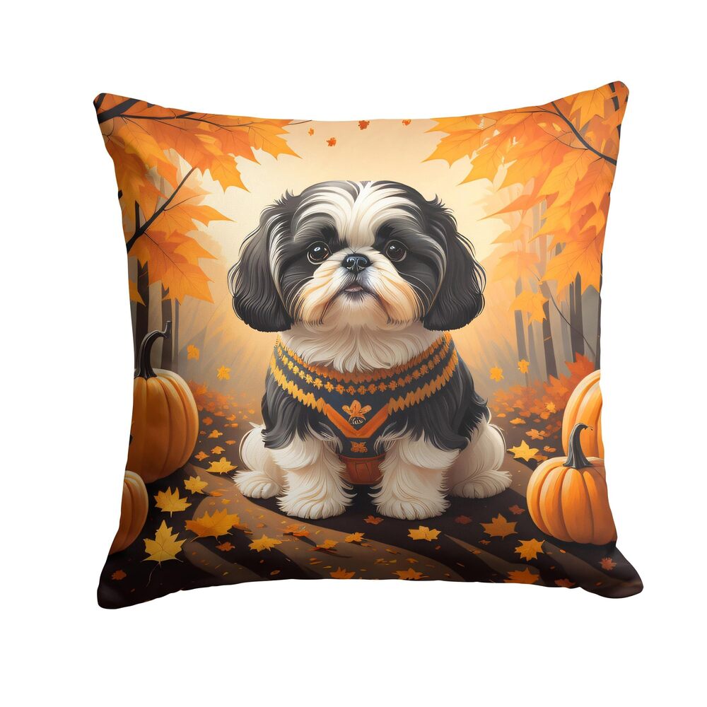 3670 DAC1073PW1818 Shih Tzu Fall Fabric Decorative Pillow Machine Washable